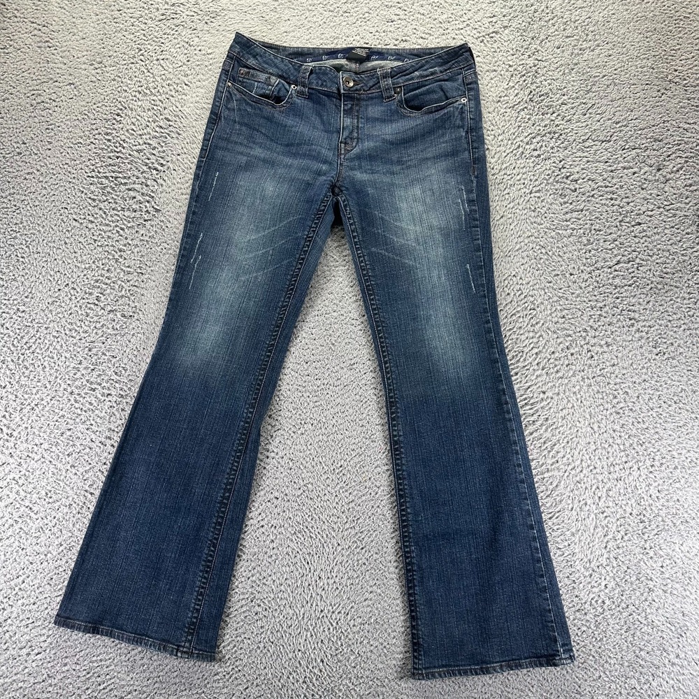 Refuge Jeans Women 13 Blue Cotton Denim Bootcut Whiskered Faded Workwear Stretch